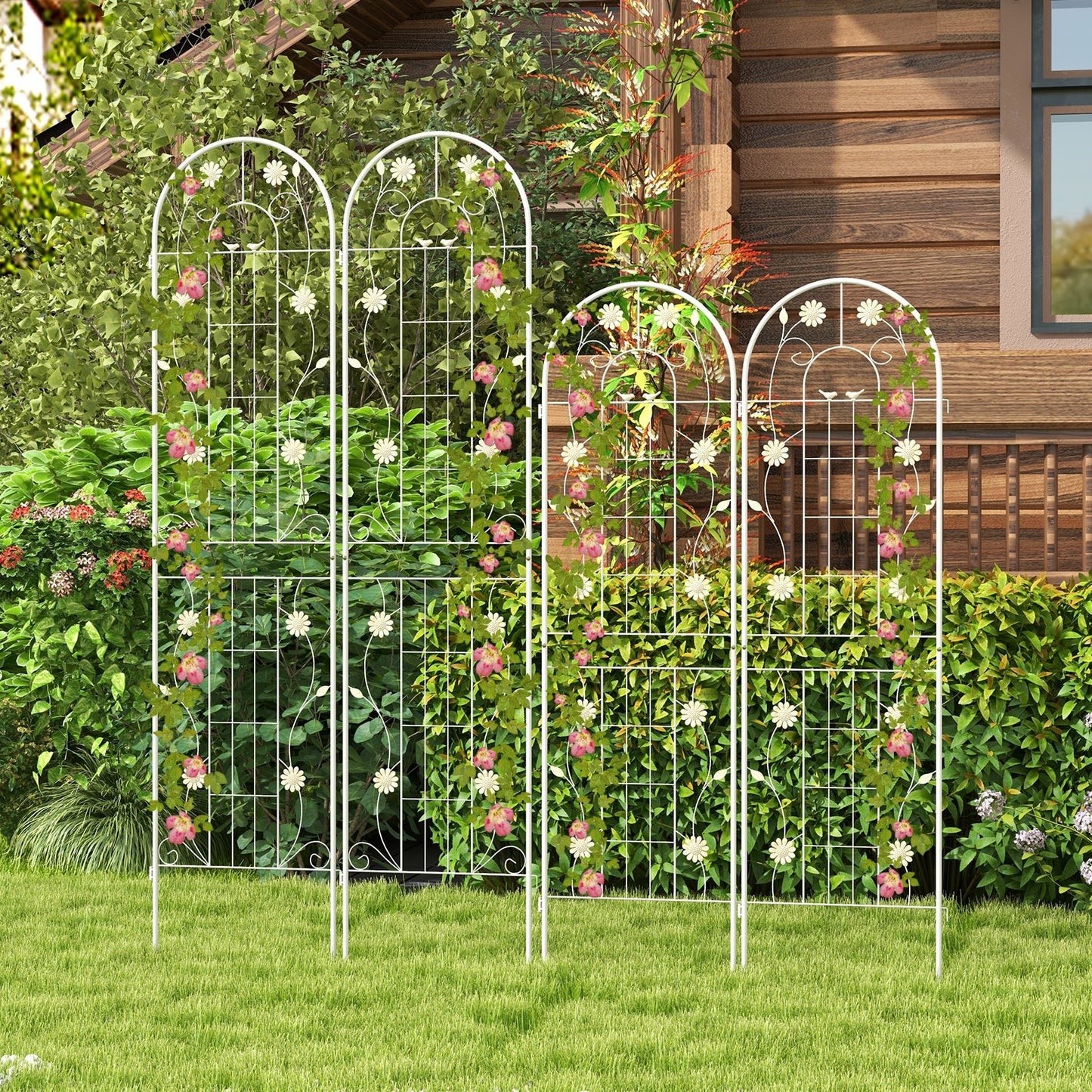 2 Pack 86.5 x 20 Inches Metal Garden Trellis for Climbing Plants, White Decorative Fencing & Flooring   at Gallery Canada