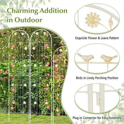 2 Pack 86.5 x 20 Inches Metal Garden Trellis for Climbing Plants, White Decorative Fencing & Flooring   at Gallery Canada