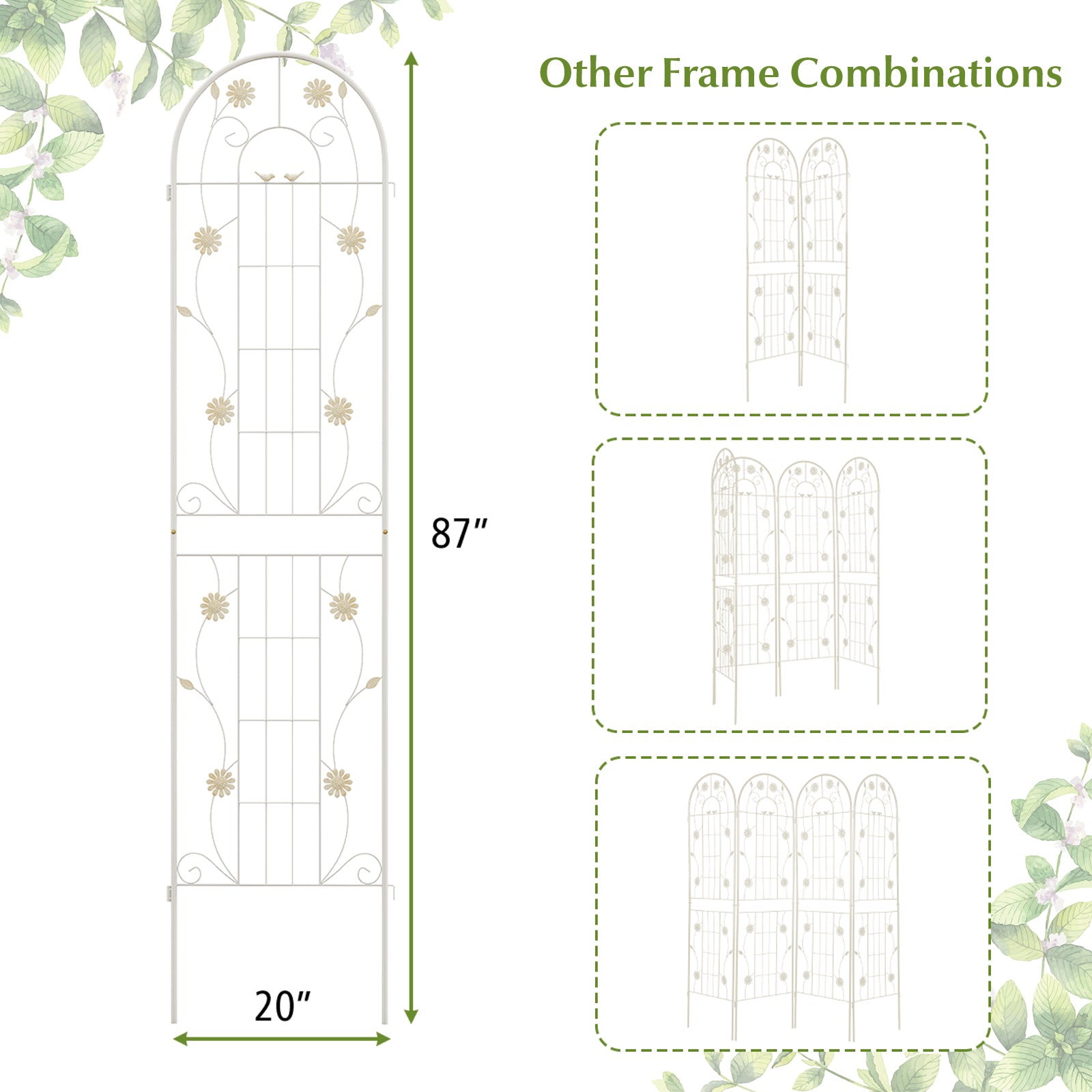 2 Pack 86.5 x 20 Inches Metal Garden Trellis for Climbing Plants, White Decorative Fencing & Flooring   at Gallery Canada