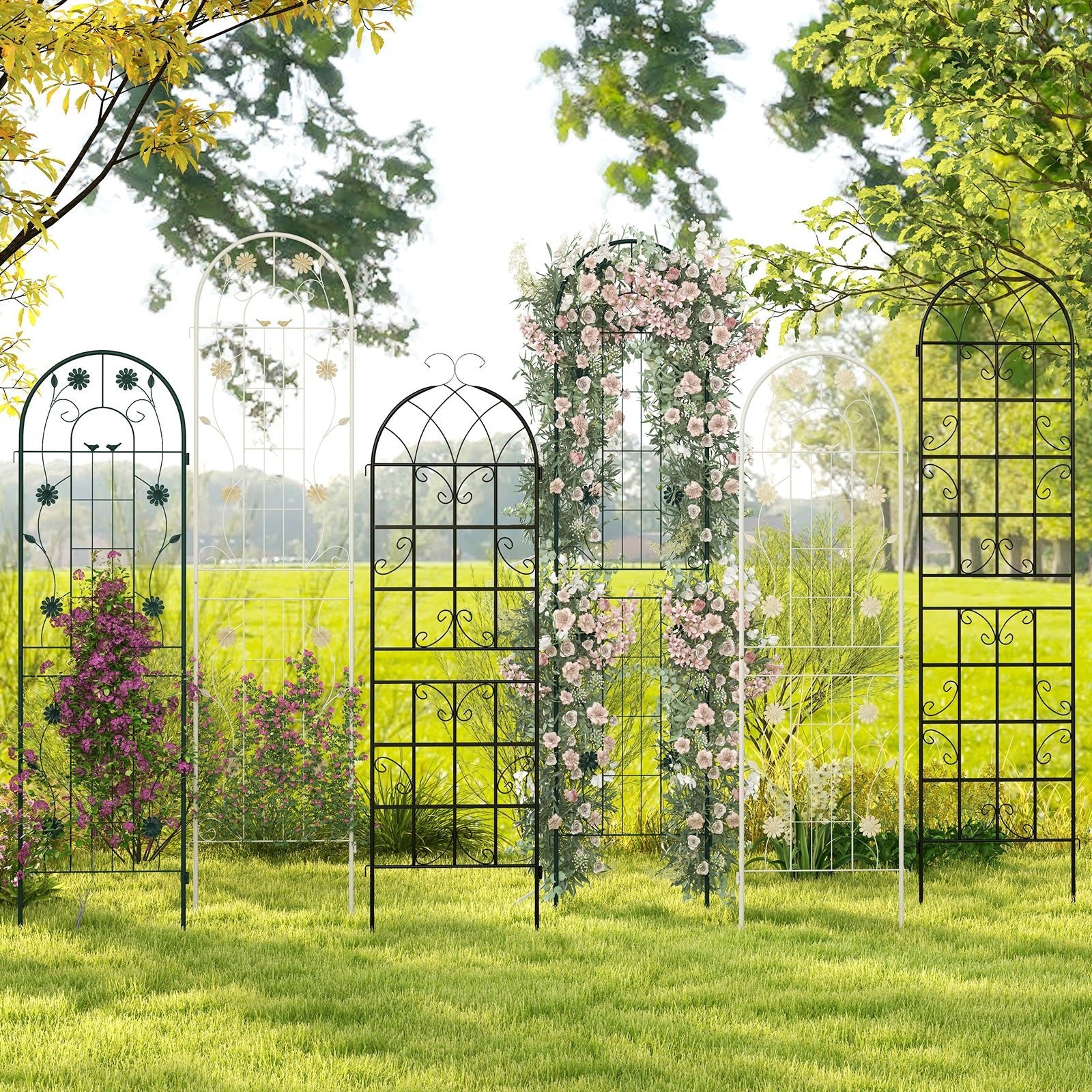 2 Pack 86.5 x 20 Inches Metal Garden Trellis for Climbing Plants, White Decorative Fencing & Flooring   at Gallery Canada