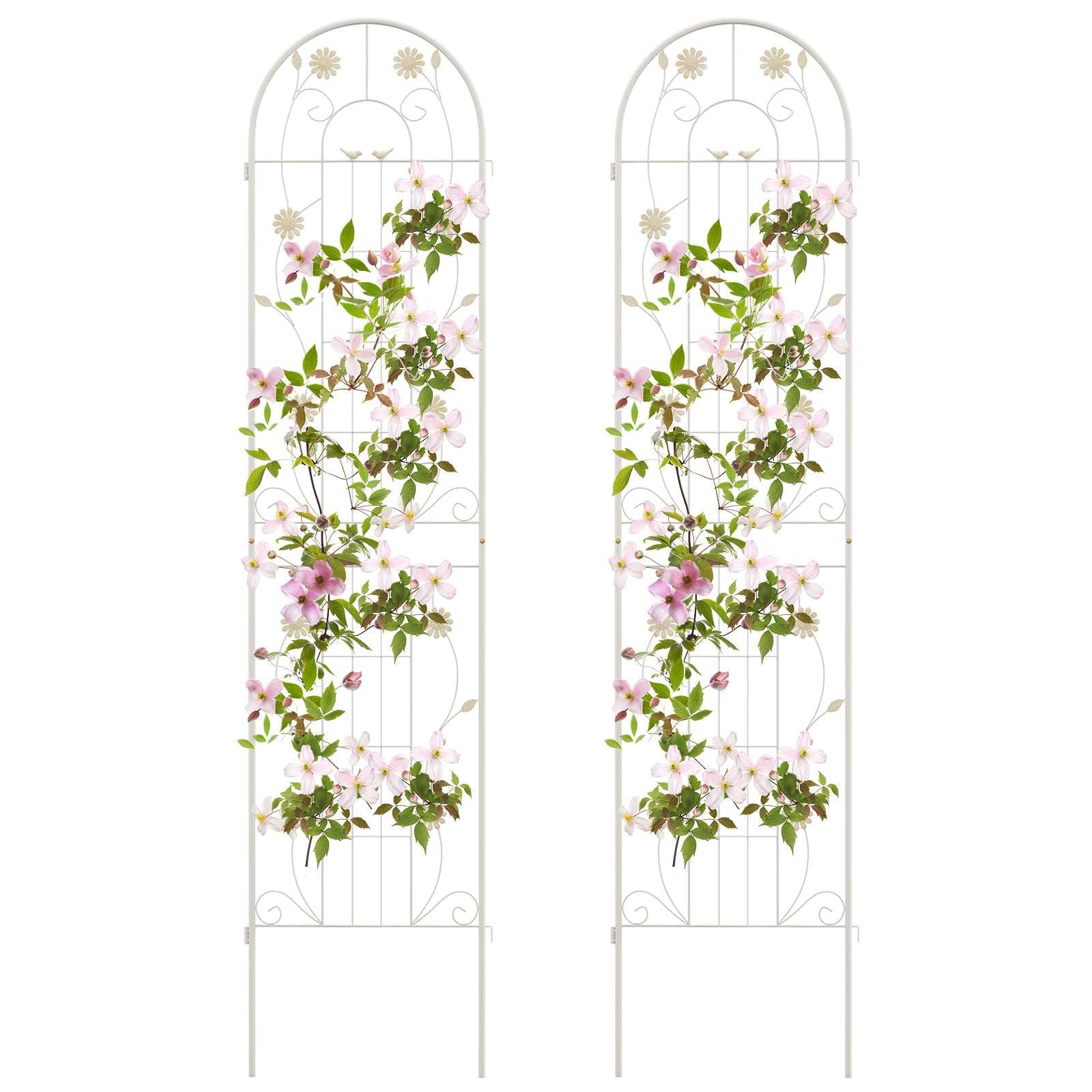 2 Pack 86.5 x 20 Inches Metal Garden Trellis for Climbing Plants, White Decorative Fencing & Flooring White  at Gallery Canada