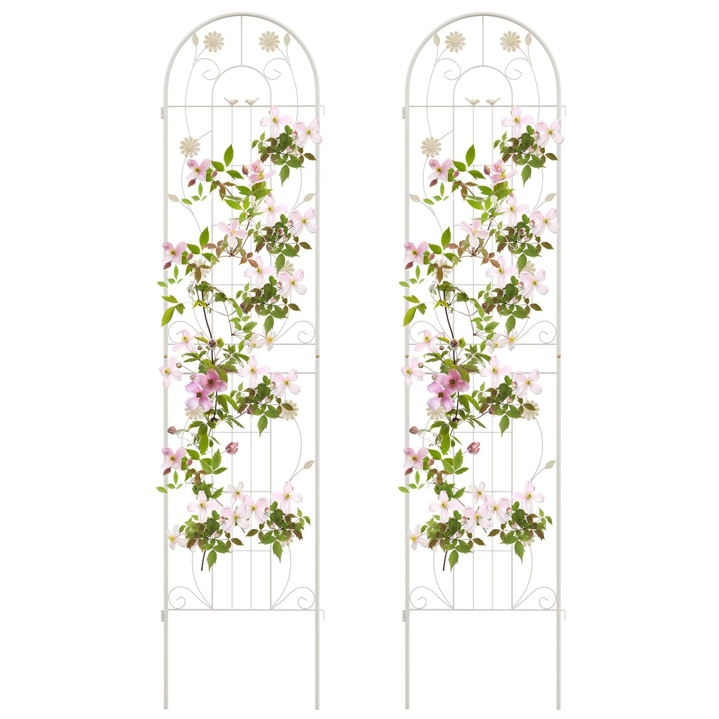 2 Pack 86.5 x 20 Inches Metal Garden Trellis for Climbing Plants, White Decorative Fencing & Flooring White  at Gallery Canada