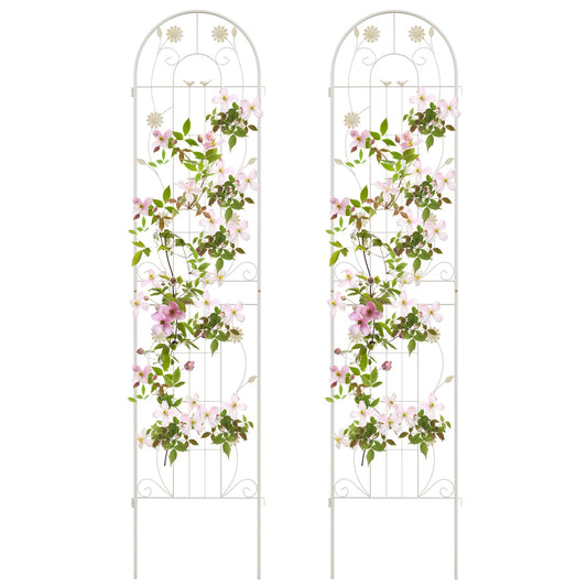 2 Pack 86.5 x 20 Inches Metal Garden Trellis for Climbing Plants, White Decorative Fencing & Flooring White  at Gallery Canada