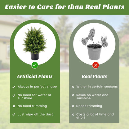 2-Pack Artificial Cedar Topiary Ball Tree with Cement Pot, Green Faux Plants   at Gallery Canada