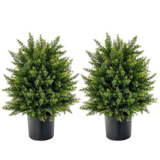 2-Pack Artificial Cedar Topiary Ball Tree with Cement Pot, Green Faux Plants   at Gallery Canada