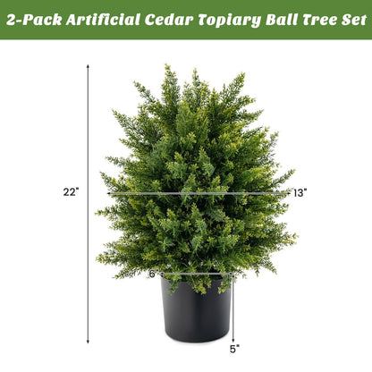 2-Pack Artificial Cedar Topiary Ball Tree with Cement Pot, Green Faux Plants   at Gallery Canada