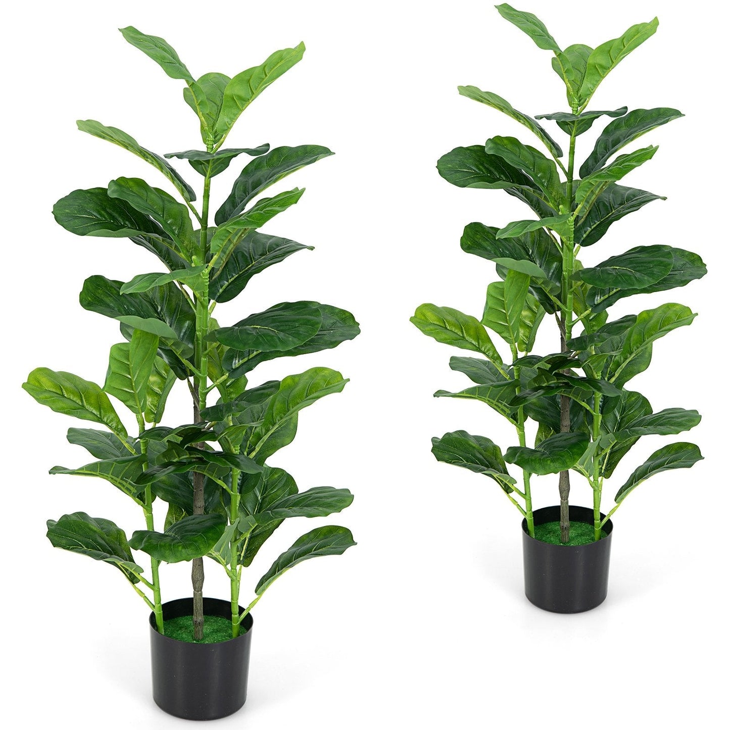 2-Pack Artificial Fiddle Leaf Fig Tree for Indoor and Outdoor, Green Faux Plants   at Gallery Canada