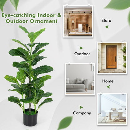 2-Pack Artificial Fiddle Leaf Fig Tree for Indoor and Outdoor, Green Faux Plants   at Gallery Canada