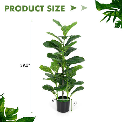 2-Pack Artificial Fiddle Leaf Fig Tree for Indoor and Outdoor, Green Faux Plants   at Gallery Canada