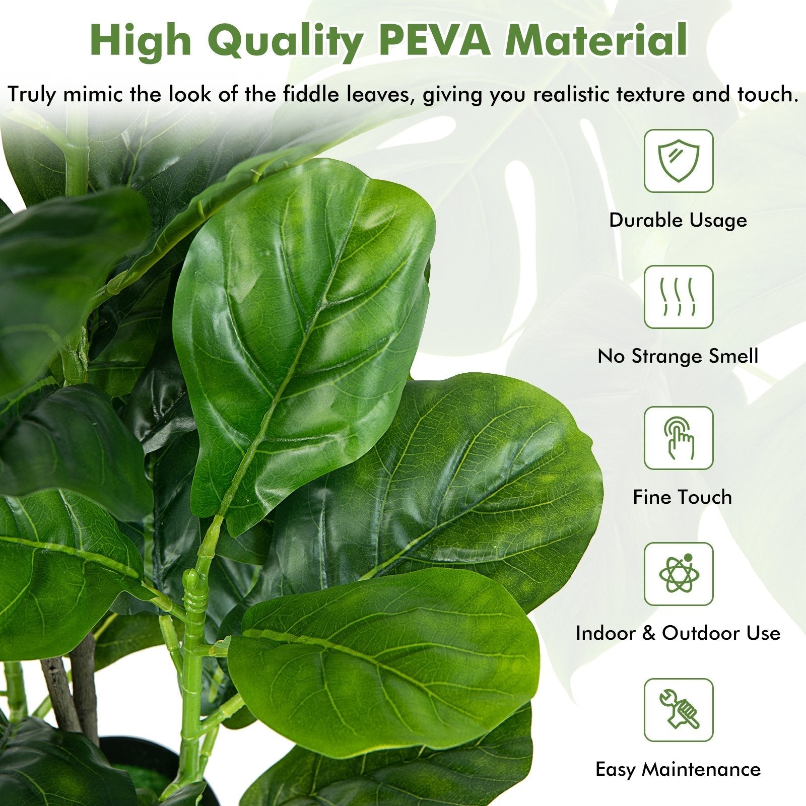 2-Pack Artificial Fiddle Leaf Fig Tree for Indoor and Outdoor, Green Faux Plants   at Gallery Canada