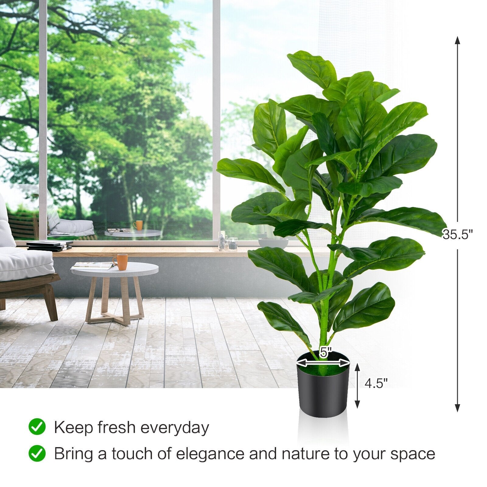 2-Pack Artificial Fiddle Leaf Fig Tree, Green Faux Plants   at Gallery Canada