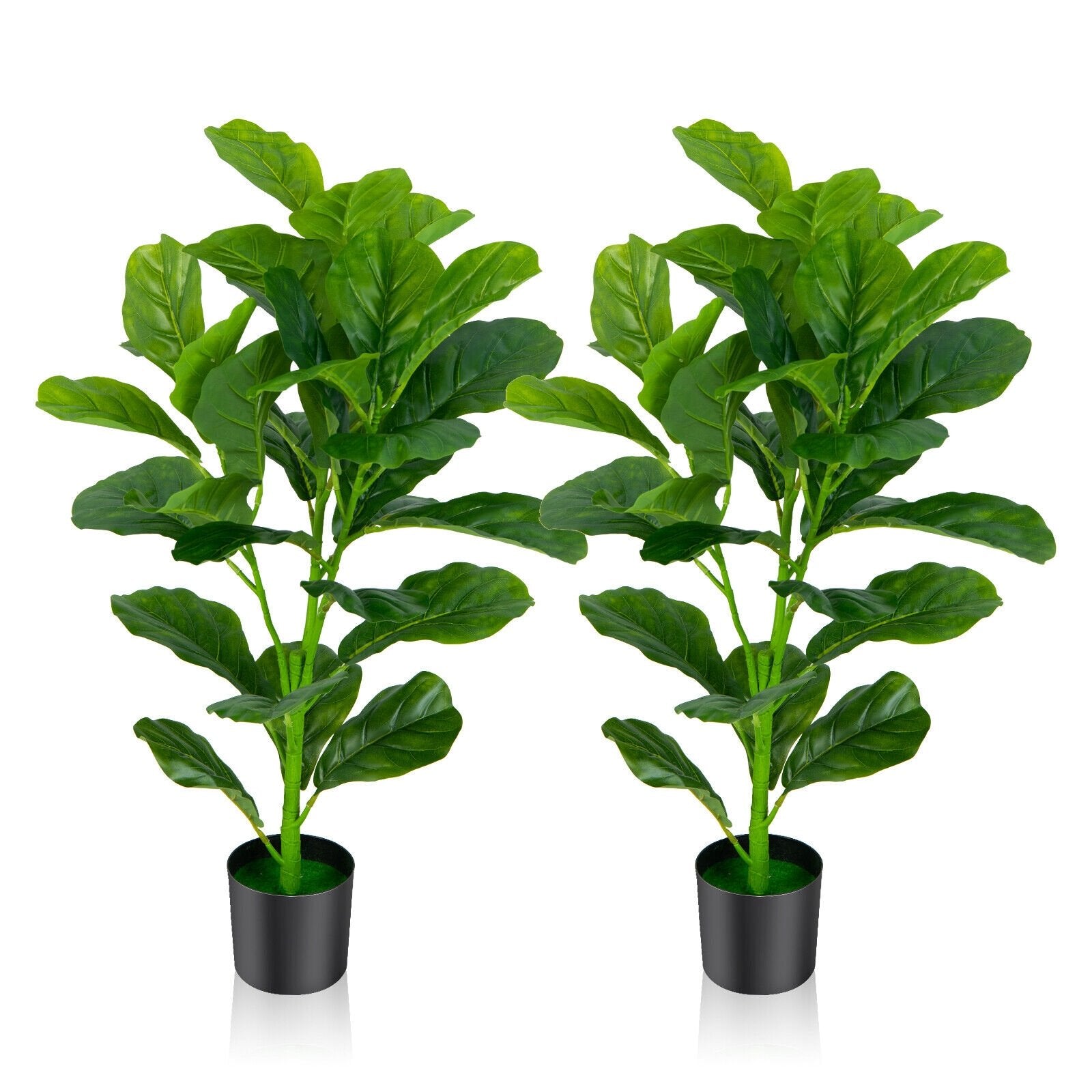 2-Pack Artificial Fiddle Leaf Fig Tree, Green Faux Plants   at Gallery Canada