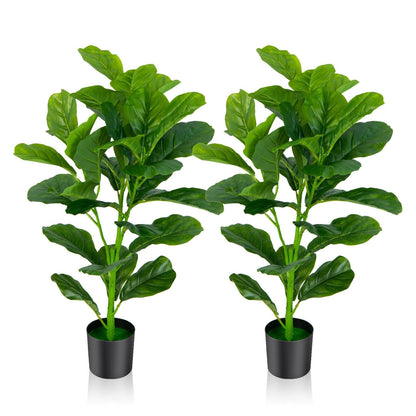 2-Pack Artificial Fiddle Leaf Fig Tree, Green Faux Plants   at Gallery Canada