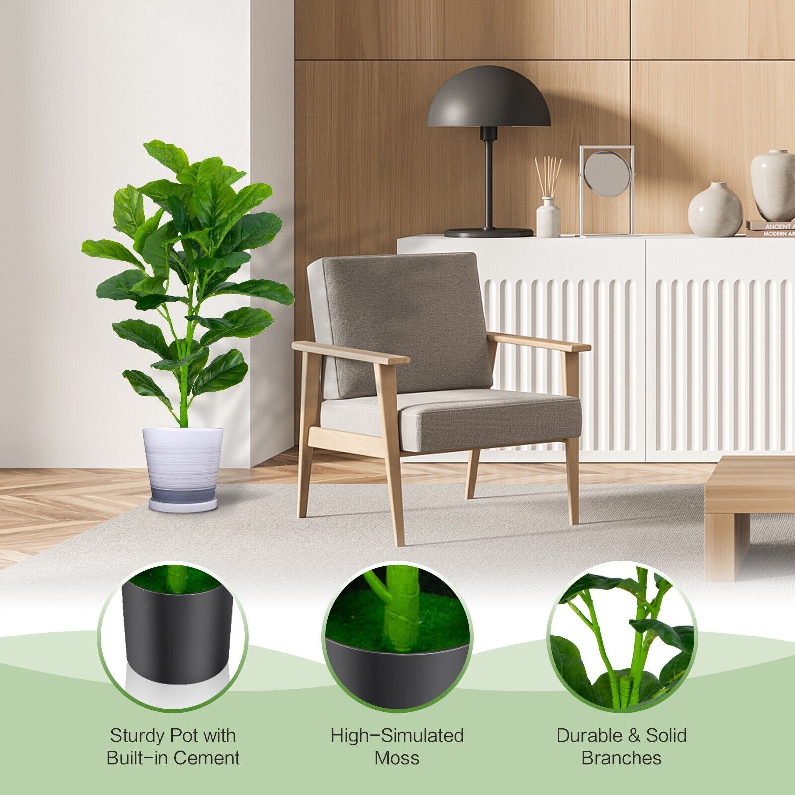 2-Pack Artificial Fiddle Leaf Fig Tree, Green Faux Plants   at Gallery Canada