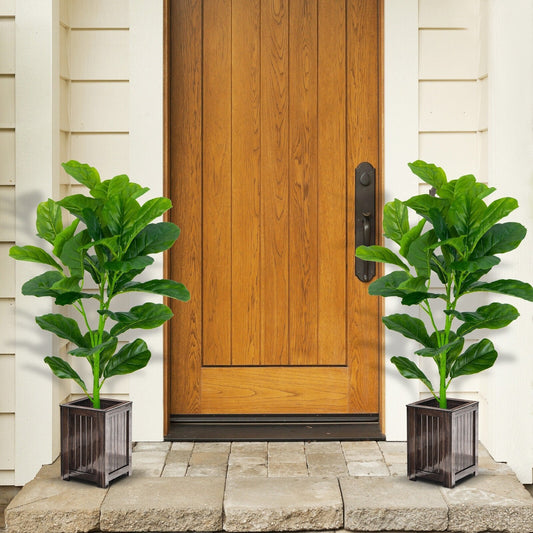 2-Pack Artificial Fiddle Leaf Fig Tree, Green Faux Plants   at Gallery Canada