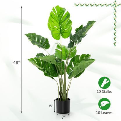 2 Pack Artificial Monstera Deliciosa Tree with 10 Leaves of Different Sizes, Green Faux Plants   at Gallery Canada