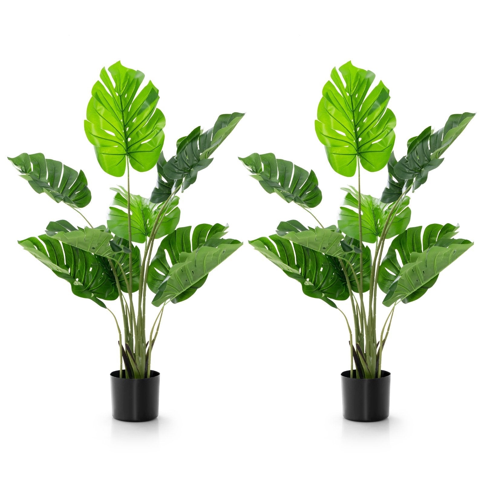 2 Pack Artificial Monstera Deliciosa Tree with 10 Leaves of Different Sizes, Green Faux Plants   at Gallery Canada