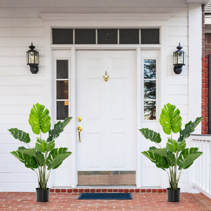 2 Pack Artificial Monstera Deliciosa Tree with 10 Leaves of Different Sizes, Green Faux Plants   at Gallery Canada