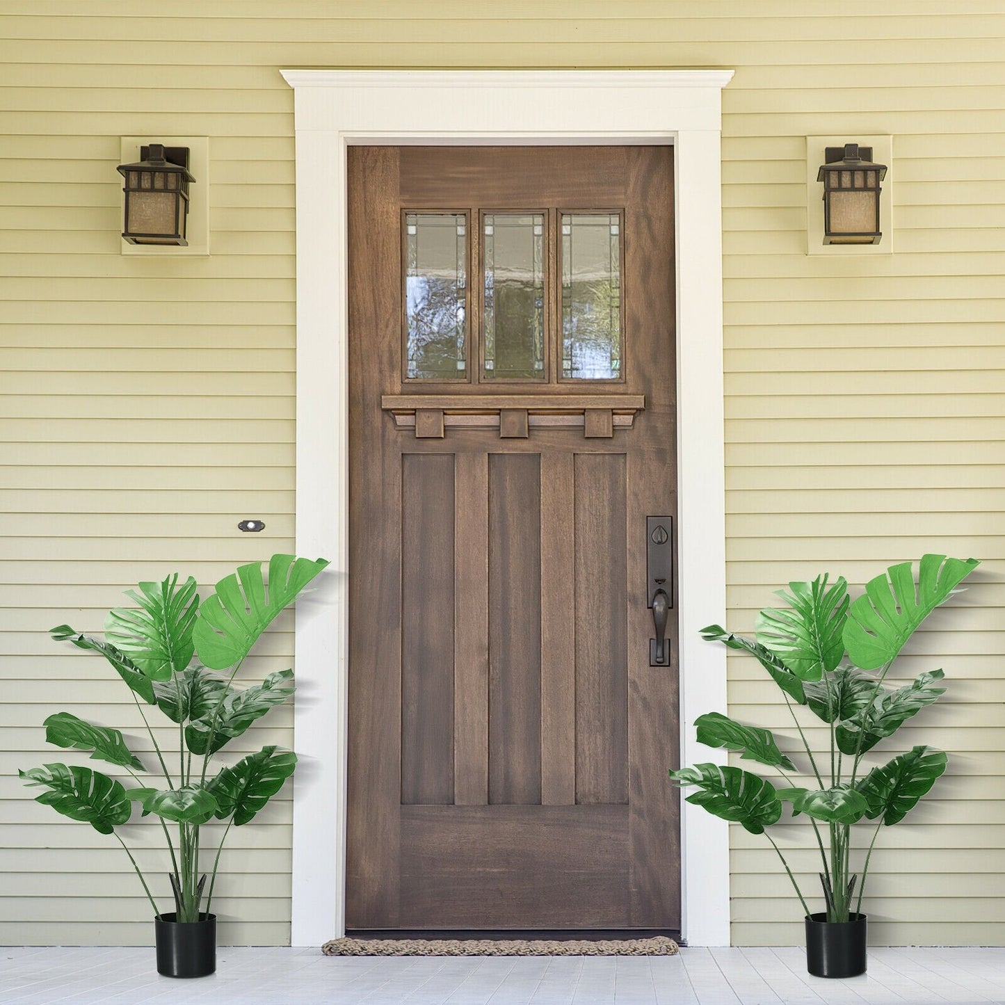 2 Pack Artificial Monstera Deliciosa Tree with 10 Leaves of Different Sizes, Green Faux Plants   at Gallery Canada