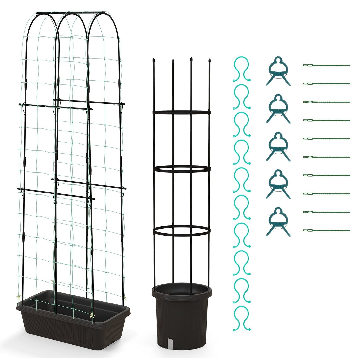 2 Pack Garden Planters with Trellis Cucumber Trellis Tomato Cage, Black Raised Garden Beds   at Gallery Canada