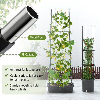 2 Pack Garden Planters with Trellis Cucumber Trellis Tomato Cage, Black Raised Garden Beds   at Gallery Canada