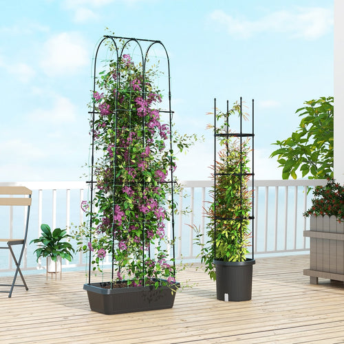 2 Pack Garden Planters with Trellis Cucumber Trellis Tomato Cage, Black