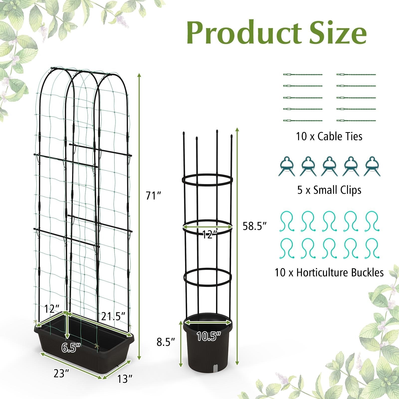 2 Pack Garden Planters with Trellis Cucumber Trellis Tomato Cage, Black Raised Garden Beds   at Gallery Canada