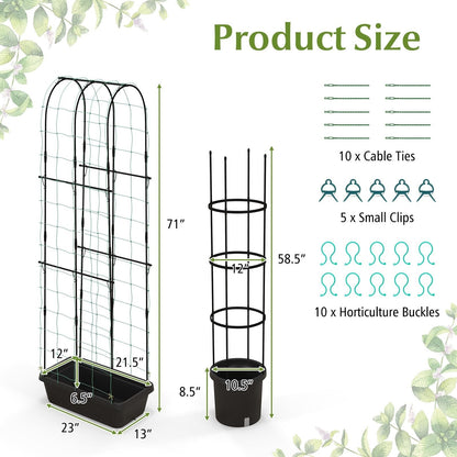 2 Pack Garden Planters with Trellis Cucumber Trellis Tomato Cage, Black Raised Garden Beds   at Gallery Canada