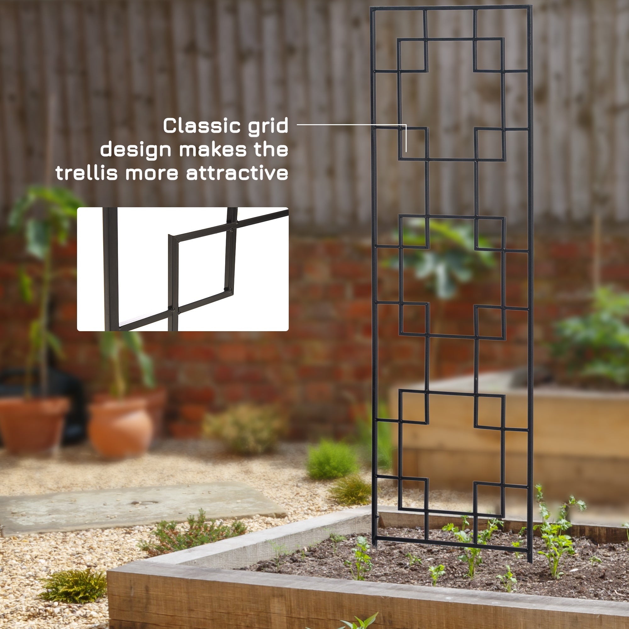 2 Pack Garden Trellis for Climbing Plants, Outdoor Metal Grid Panels for Roses, Vine Flower, Cucumber, Clematis, 72