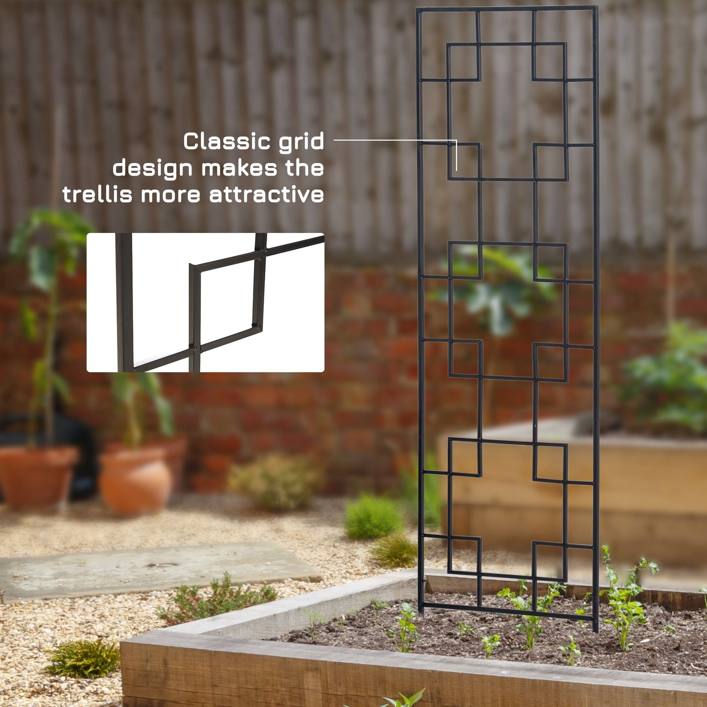 2 Pack Garden Trellis for Climbing Plants, Outdoor Metal Grid Panels for Roses, Vine Flower, Cucumber, Clematis, 72" Tall Plant Stands   at Gallery Canada