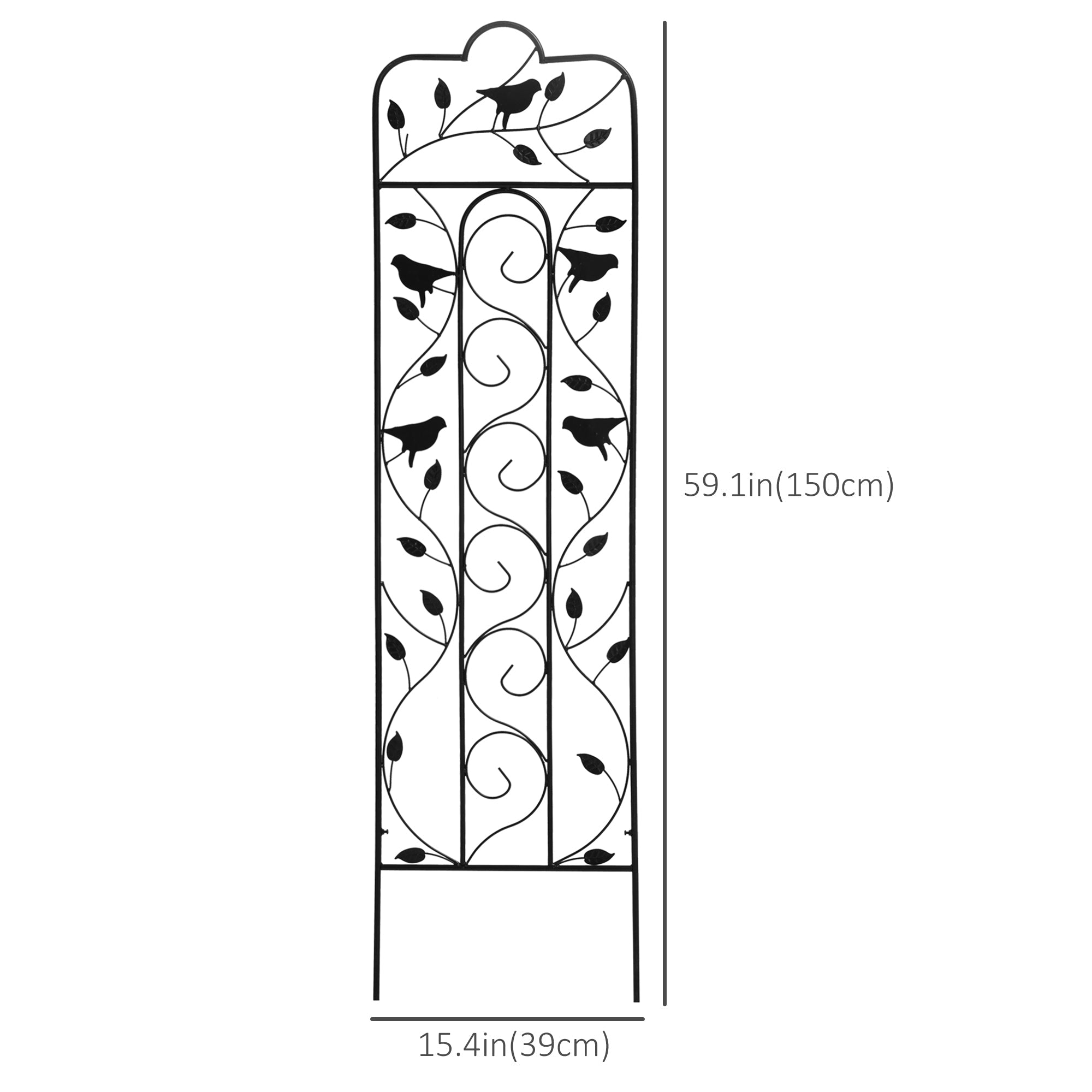 2 Pack Garden Trellis for Climbing Plants, Outdoor Metal Grid Panels with Birds and Leaves, for Roses, Vine Flower, Cucumber, Clematis, 59