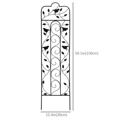 2 Pack Garden Trellis for Climbing Plants, Outdoor Metal Grid Panels with Birds and Leaves, for Roses, Vine Flower, Cucumber, Clematis, 59" Tall Plant Stands   at Gallery Canada