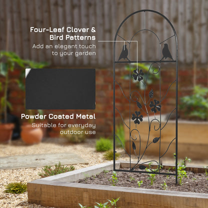 2 Pack Outdoor Metal Garden Trellis, Birds and Leaves Grid Panels for Roses, Vine Flower, Cucumber, Clematis, 39" Tall Plant Stands   at Gallery Canada