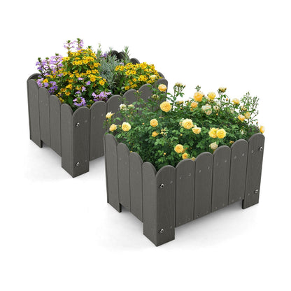 2 Pack Rectangular Planter Box with Drainage Gaps for Front Porch Garden Balcony, Gray Plant Stands   at Gallery Canada