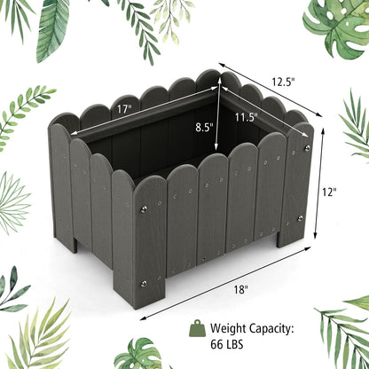 2 Pack Rectangular Planter Box with Drainage Gaps for Front Porch Garden Balcony, Gray Plant Stands   at Gallery Canada