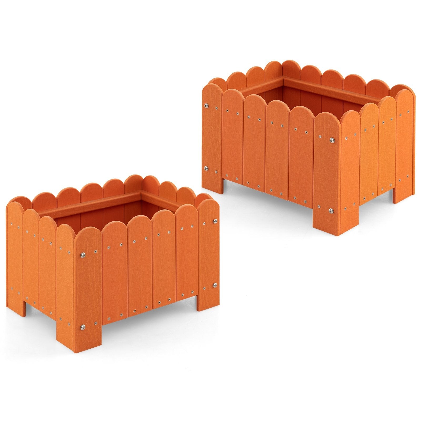 2 Pack Rectangular Planter Box with Drainage Gaps for Front Porch Garden Balcony, Orange Plant Stands   at Gallery Canada