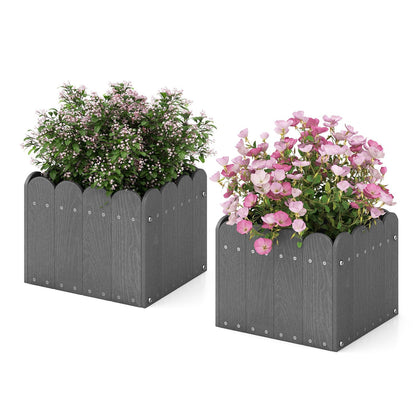 2 Pack Square Planter Box with Drainage Gaps for for Front Porch Garden Balcony, Gray Plant Stands   at Gallery Canada