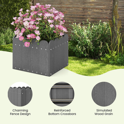 2 Pack Square Planter Box with Drainage Gaps for for Front Porch Garden Balcony, Gray Plant Stands   at Gallery Canada