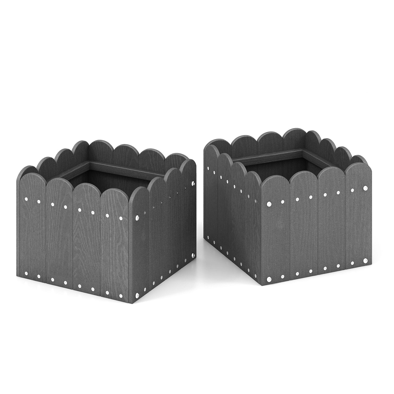 2 Pack Square Planter Box with Drainage Gaps for for Front Porch Garden Balcony, Gray Plant Stands   at Gallery Canada