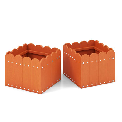 2 Pack Square Planter Box with Drainage Gaps for for Front Porch Garden Balcony, Orange Plant Stands   at Gallery Canada