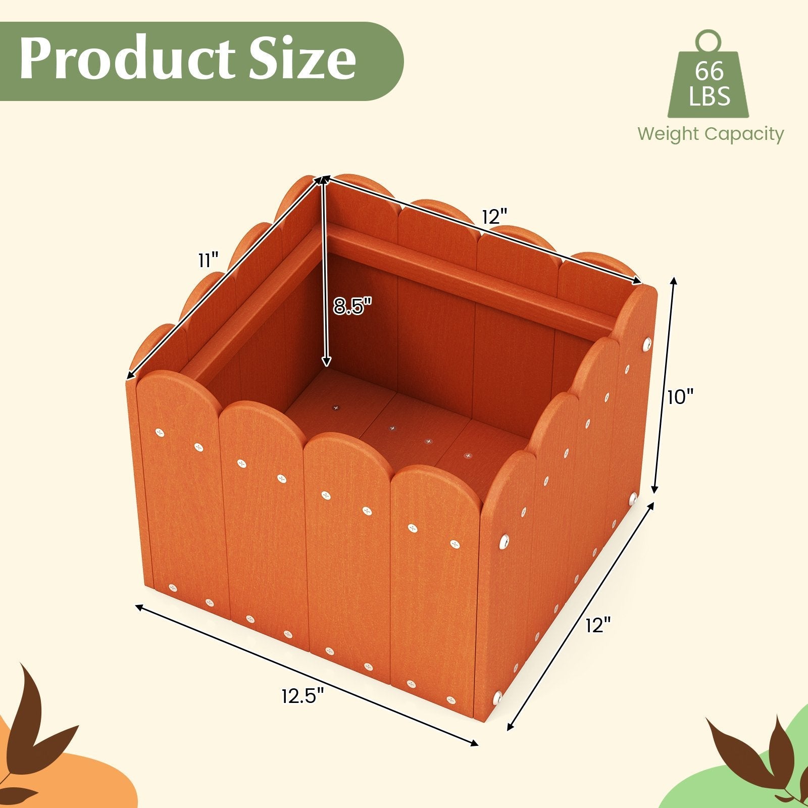 2 Pack Square Planter Box with Drainage Gaps for for Front Porch Garden Balcony, Orange Plant Stands   at Gallery Canada