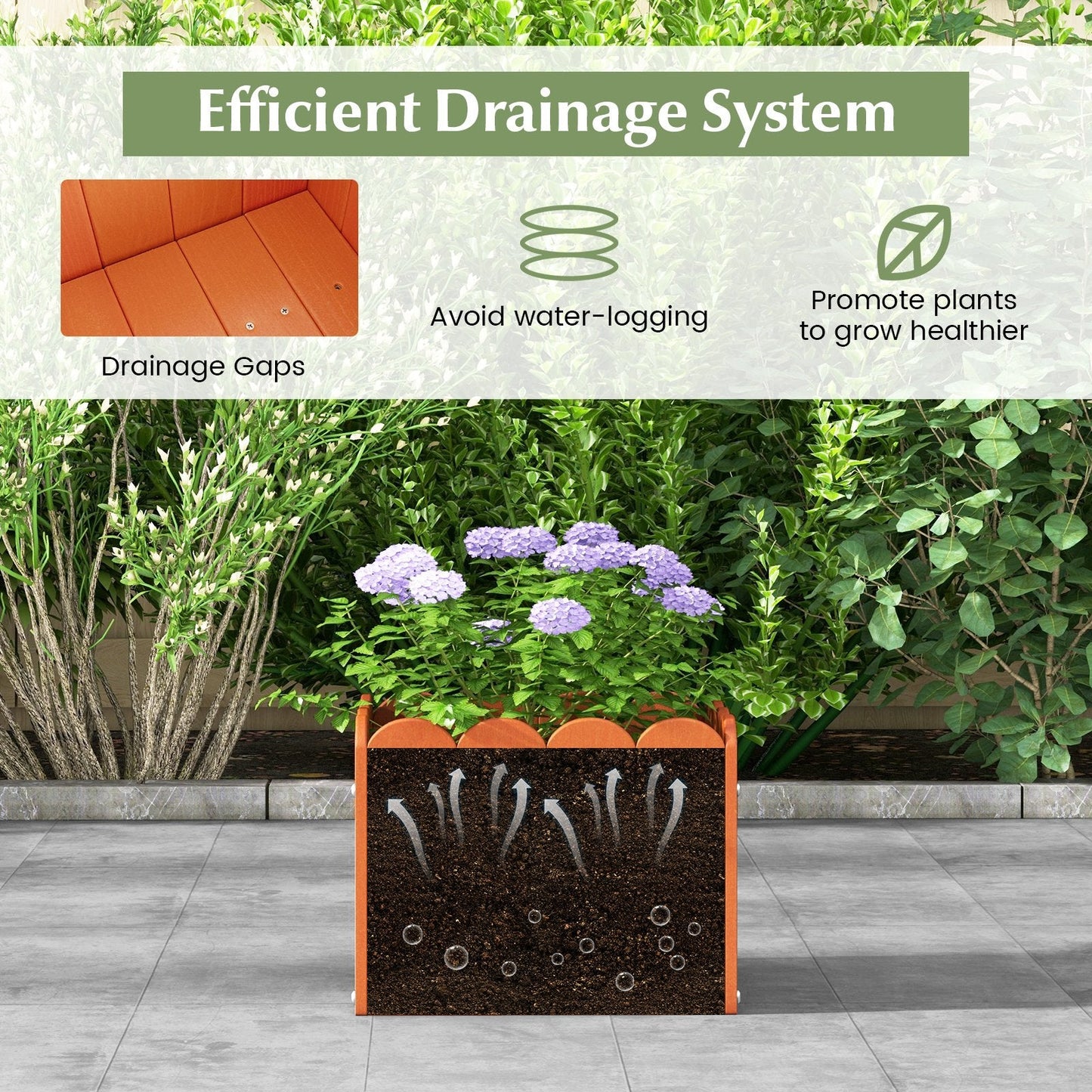 2 Pack Square Planter Box with Drainage Gaps for for Front Porch Garden Balcony, Orange Plant Stands   at Gallery Canada