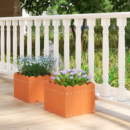 2 Pack Square Planter Box with Drainage Gaps for for Front Porch Garden Balcony, Orange Plant Stands   at Gallery Canada