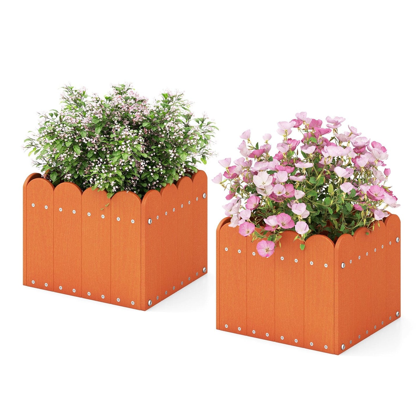 2 Pack Square Planter Box with Drainage Gaps for for Front Porch Garden Balcony, Orange Plant Stands   at Gallery Canada