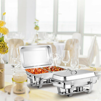 2 Packs Stainless Steel Full-Size Chafing Dish, Silver Food Warmers & Burners   at Gallery Canada