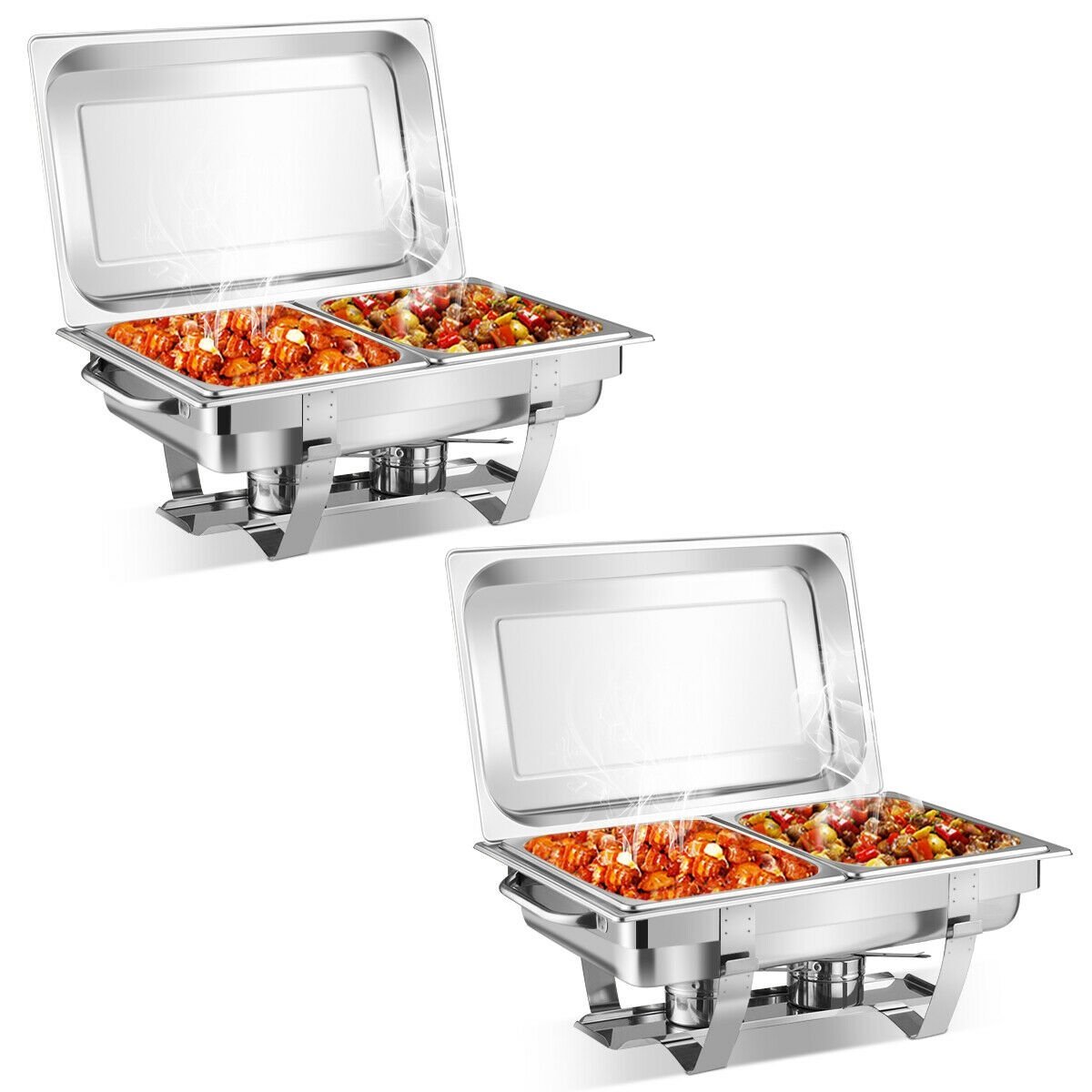 2 Packs Stainless Steel Full-Size Chafing Dish, Silver Food Warmers & Burners   at Gallery Canada