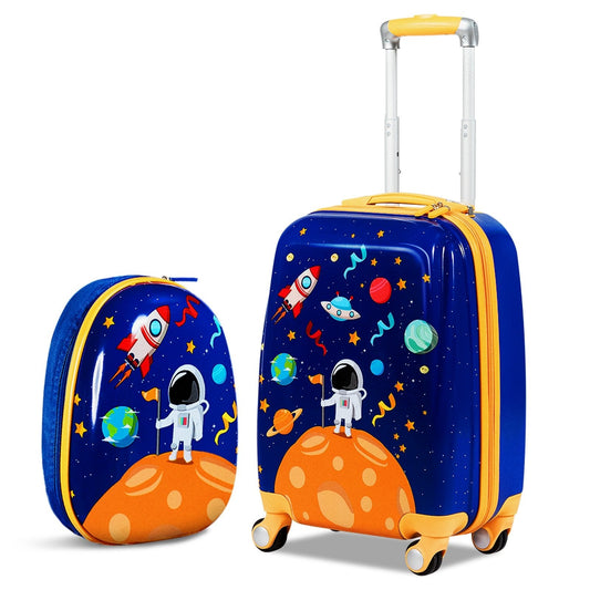 2 PC Kids Luggage Set Rolling Suitcase & Backpack, Navy Kids Luggage   at Gallery Canada