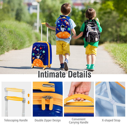 2 PC Kids Luggage Set Rolling Suitcase & Backpack, Navy Kids Luggage   at Gallery Canada