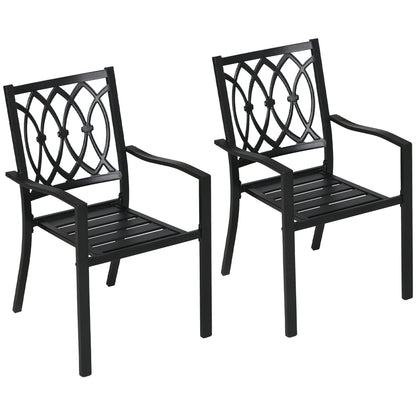 2 PCs Dining Chairs, Outdoor Armchairs, Stackable Design, Black Patio Chairs Black  at Gallery Canada