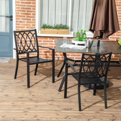 2 PCs Dining Chairs, Outdoor Armchairs, Stackable Design, Black Patio Chairs   at Gallery Canada